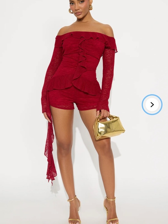 Fashion Nova Pants - Fashion Nova Red Off-Shoulder Ruffle Romper